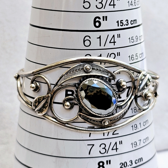 Danecraft Sterling Hematite Cuff Bracelet Vintage - Picture 12 of 15
